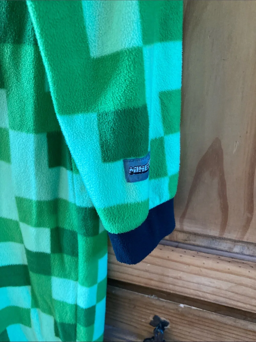 Boys Minecraft green one piece hooded pajamas size 14/16